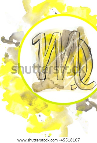 Virgo sign against bright watercolor background
