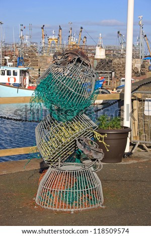 lobster pot sculpture, Brixham harbor