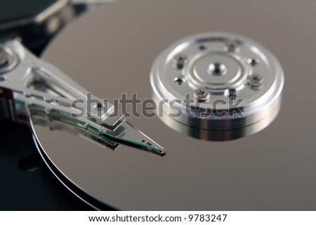 The inside view of a computer harddrive