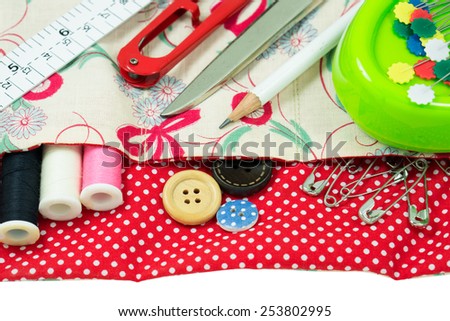 Sewing kit with handmade fabric bag