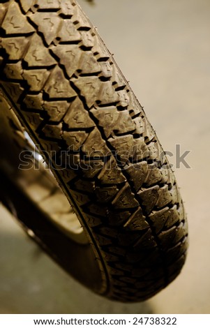 Close-up of a motorbike wheel