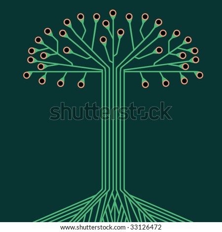 Circuit board traces in the shape of a tree