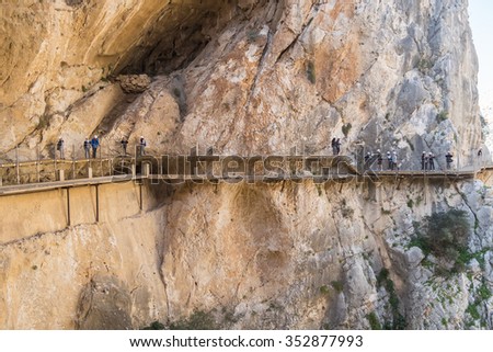 \'El Caminito del Rey\' (King\'s Little Path), World\'s Most Dangerous Footpath reopened in May 2015. Ardales (Malaga), Spain.