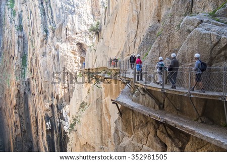 \'El Caminito del Rey\' (King\'s Little Path), World\'s Most Dangerous Footpath reopened in May 2015. Ardales (Malaga), Spain.