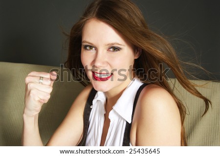 Angry woman shaking fist