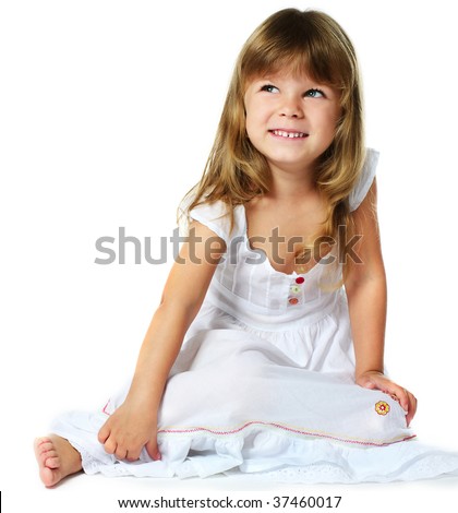 Little Girl Sitting In Bed