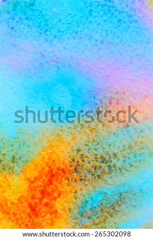Abstract watercolor background. Today is grey skies, tomorrow is tears. Rainbow in the blue sky. Backgrounds & textures shop.