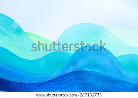 Abstract watercolor painting. Art Nouveau stained glass waves. Expressive wavy pattern. Backgrounds & textures shop.