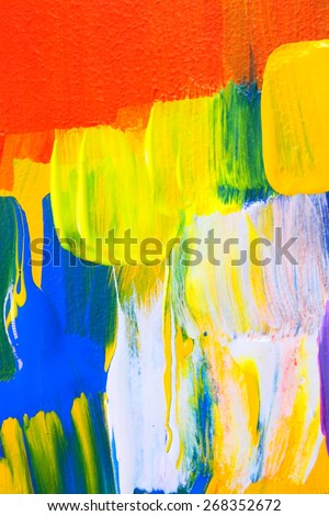 Abstract acrylic painting. Colorful multicultural city. Yellow lights. Art background. Backgrounds & textures shop.