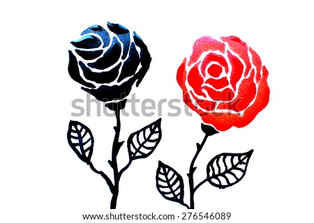 Abstract watercolor - black and red rose. Backgrounds & textures shop.