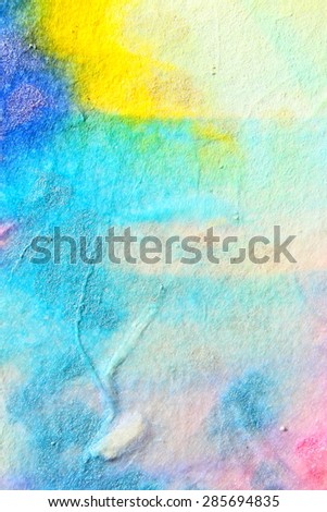 Abstract watercolor painting with pearl effect. Blue and yellow. Backgrounds & textures shop.