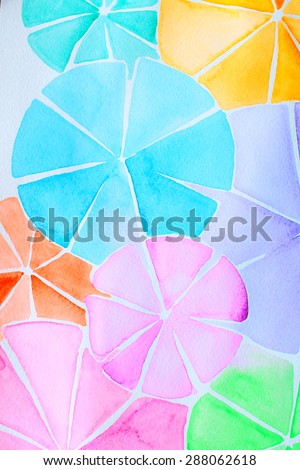 Abstract watercolor. Umbrellas. Backgrounds & textures shop.