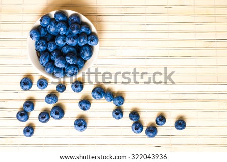 Fresh sweet blueberry fruit. Dessert healthy food. Group of ripe blue jui?y organic berries. Raw summer diet. Delicious nature vegetarian ingredient. Wooden background.