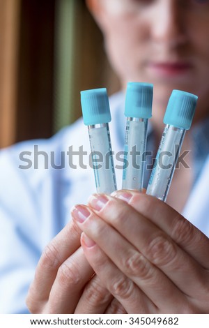 Science research. Scientist with test tube. Medical health technology. Medicine, biology, chemistry laboratory, lab. Liquid technician analyzing. Development of scientific industry.