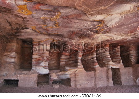 cave wall texture  in Petra (Al Khazneh), Jordan. Siq canyon