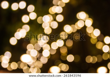 Yellow bokeh of the light in dark background