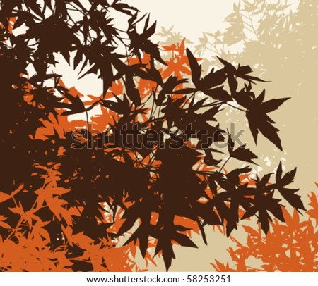Colored landscape of autumn brown foliage - Vector illustration - The different graphics are on separate layers so they can easily be moved or edited individually