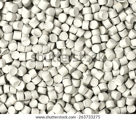 Grey chemical granules for industrial plastic production