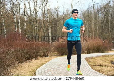 Man running in park