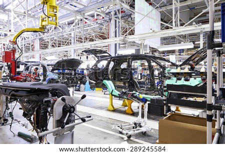 KALUZHSKY region, RUSSIA - JUNE 16: Car\'s assembling line at automotive Mitsubishi (PCMA) plant on june 16, 2015