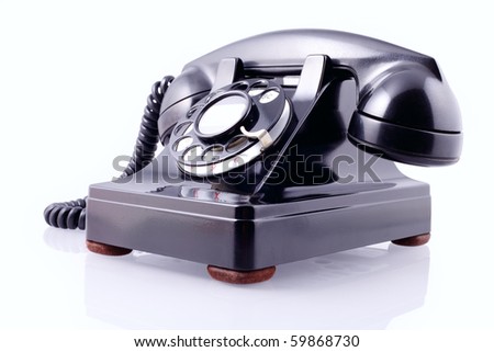 Vintage black rotary phone (with clipping path)