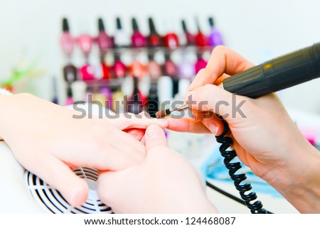 Professional manicure in process
