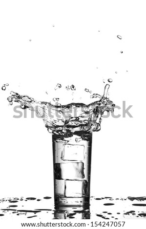 Water splashes in the glass isolated on white