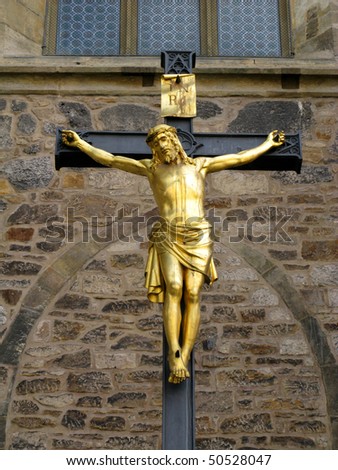 Jesus on cross on church