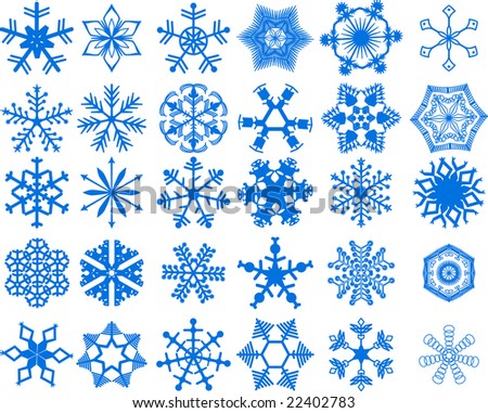 stock vector 30 beautiful cold crystal snowflakes vector illustration