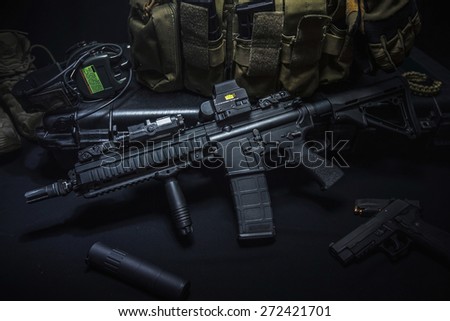 assult rifle and equipment