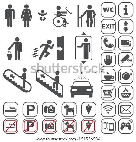 Vector gray icons set on white background Vector gray icons set on white background