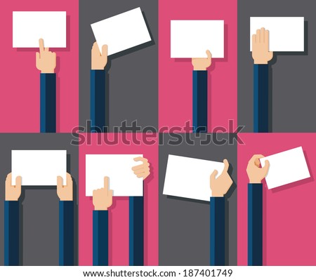 Vector illustration of hands holding blank piece of paper for messages Vector illustration of hands holding blank piece of paper for messages