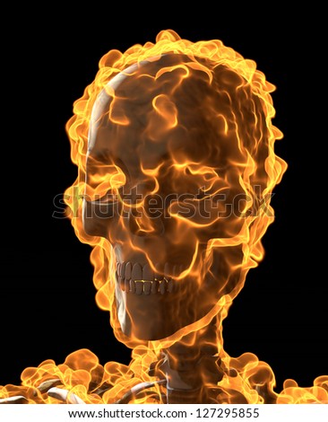 A Burning Skull. Computer Graphic