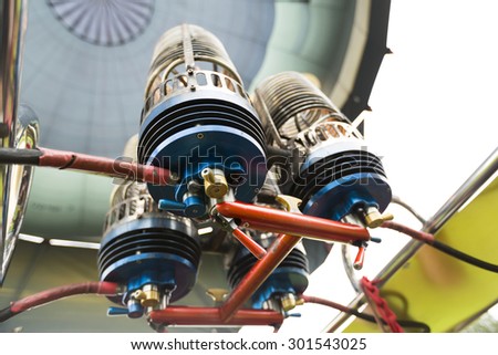 View of a burner Balloon with shallow depth of field and focus on the throttle lever.
