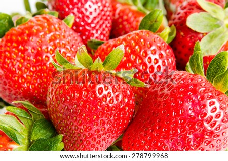 Group of fresh strawberries with white background