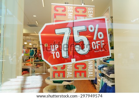Sale promotion notice in the shopping mall