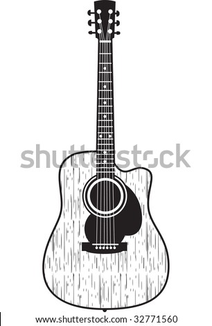 Freeshirt Vector on Vector   Classic Acoustic Guitar  Cool For T Shirt Prints Or Tattoo