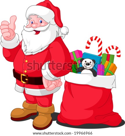 Christmas Gifts on Ilustration For Christmas And New Year  Santa Claus  Bag With Gifts