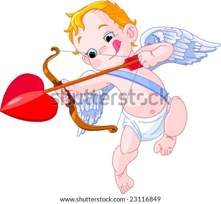 stock vector : Illustration of a Valentine's Day cupid ready to shoot his 