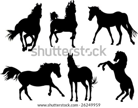 stock vector : Set of horse silhouette collection. Vector illustration