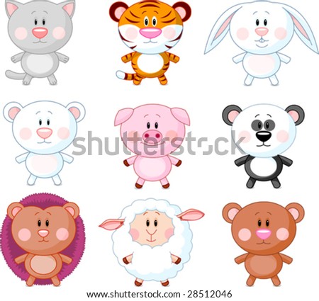 Cute Animals Cartoon Set. Vector - 28512046 : Shutterstock