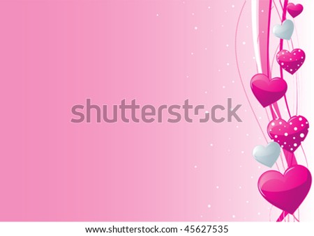 stock vector Pink and silver hearts on a pink background