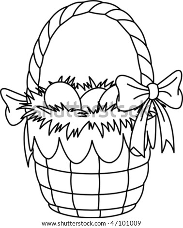 Easter Coloring Pages on Pretty Easter Basket Coloring Page Stock Vector 47101009