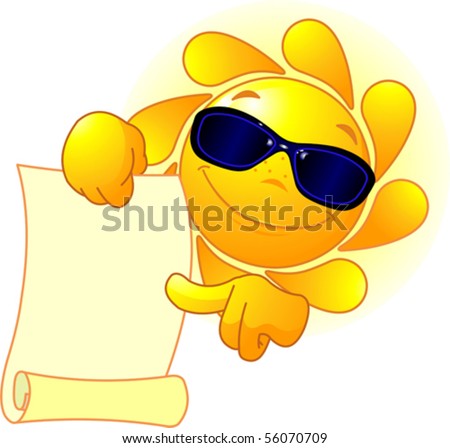 Cartoon Character Of Cute Summer Sun Thinking Stock Vector  