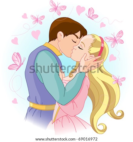 Illustration Of Romantic Kissing Couple - 69016972 : Shutterstock