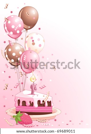 clip art balloons and confetti. stock vector : Clipart pink