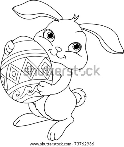 Easter  Coloring Pages on Illustration Of Happy Easter Bunny Carrying Egg  Coloring Page