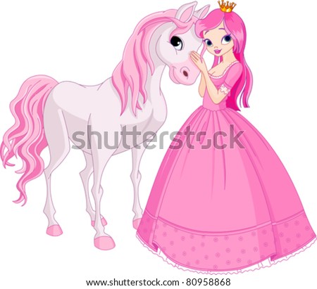 The Beautiful princess and her cute horse The Beautiful princess and her cute horse