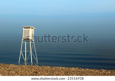 white weather station in water