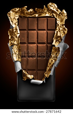chocolate in bar with open gold cover. Look for more in MY PORTFOLIO